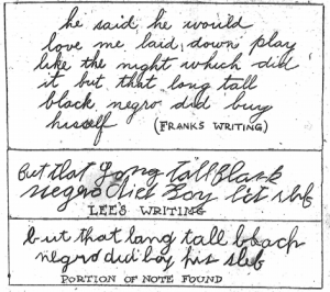 Negro Watchman Wrote Note Beside Dead Girl